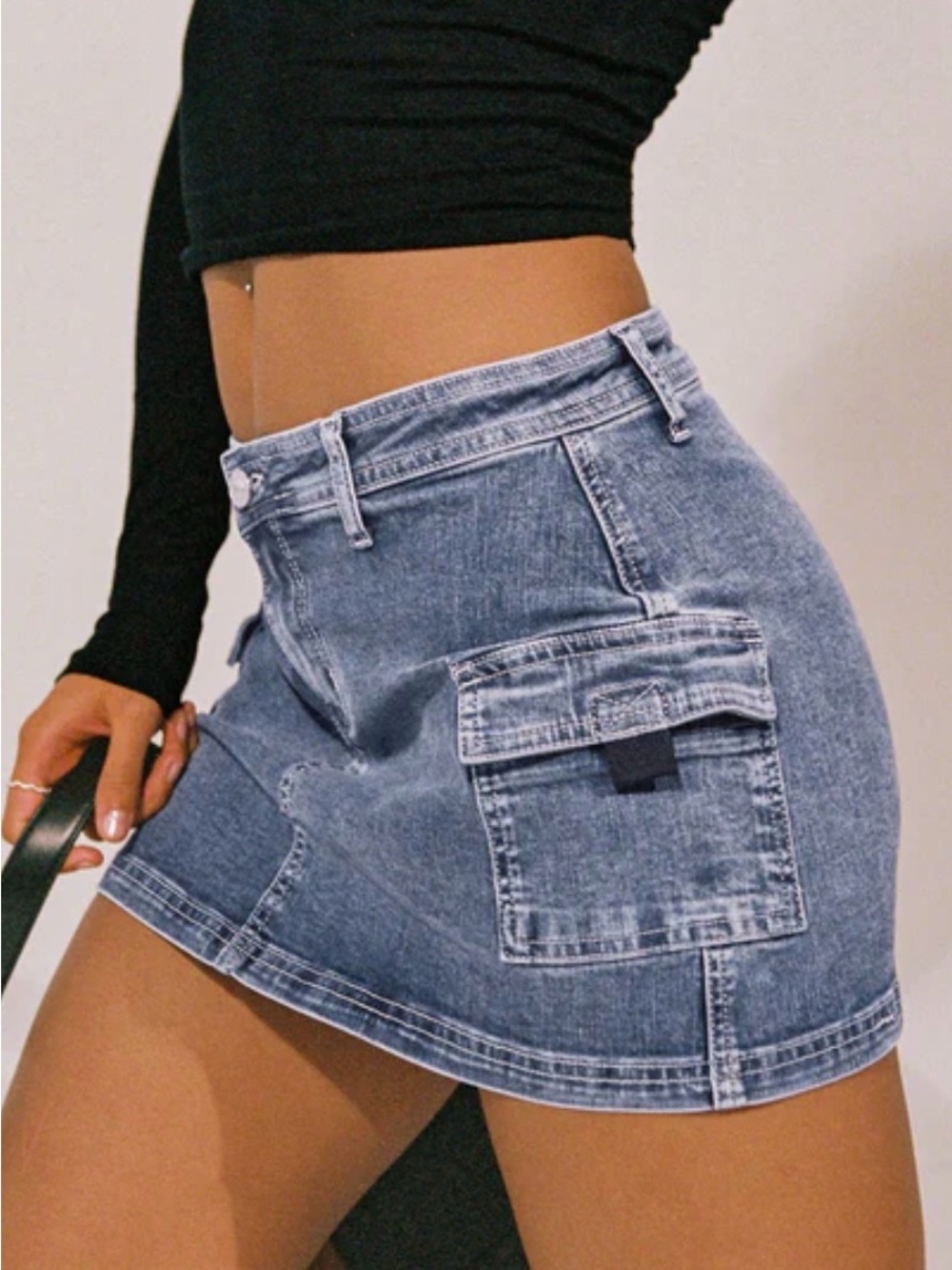 Princess Polly Blue Denim Cargo Mini Skirt